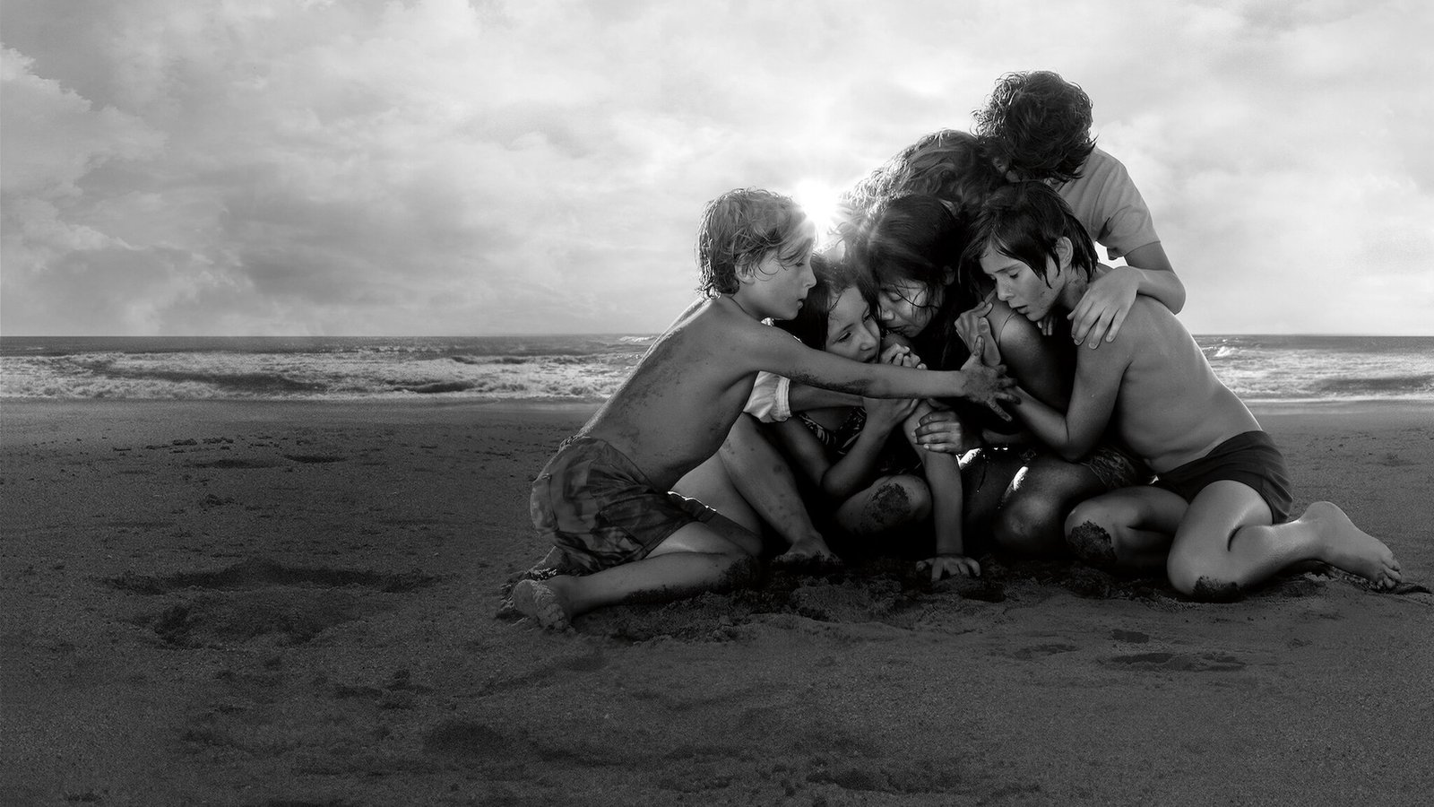 A powerful scene from Alfonso Cuarón’s Roma (2018) showing Cleo with the children at the beach